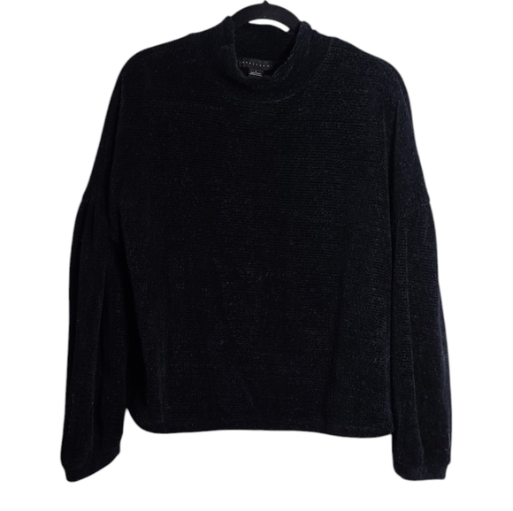 SANCTUARY Plush Teddy Mock Neck Black Sweater Size Large - Picture 1 of 16